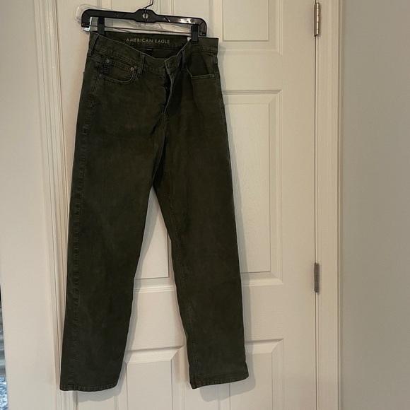 American Eagle Martini  Olive Green Corduroy 90’s Straight leg jeans size 10 - Picture 7 of 8